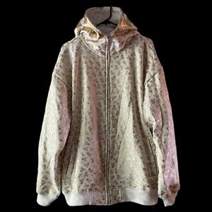 Vault 49 gold skull full face cover zip up hoodie